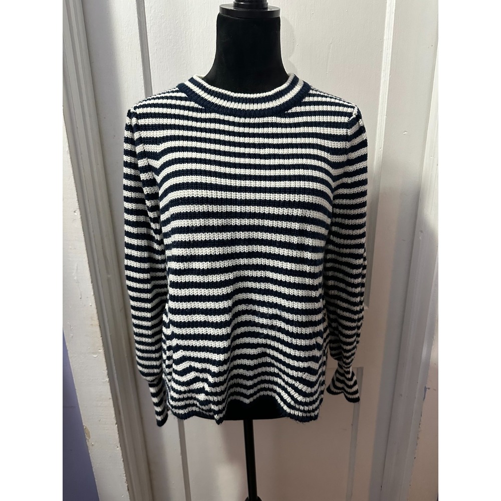 Fever Navy and White‎ Striped Knit Sweater in L